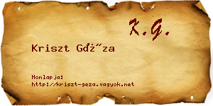 Kriszt Géza névjegykártya